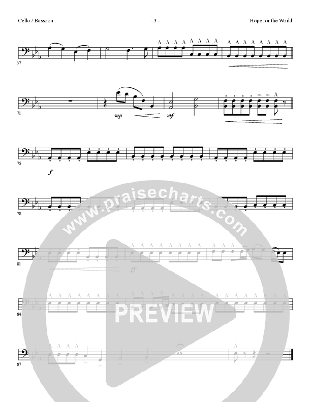 Hope For The World (Choral Anthem SATB) Cello (Lillenas Choral / Arr. Phil Nitz)