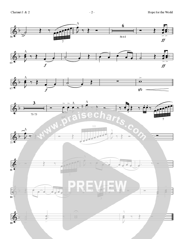 Hope For The World (Choral Anthem SATB) Clarinet 1/2 (Lillenas Choral / Arr. Phil Nitz)