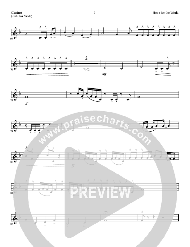 Hope For The World (Choral Anthem SATB) Clarinet (Lillenas Choral / Arr. Phil Nitz)