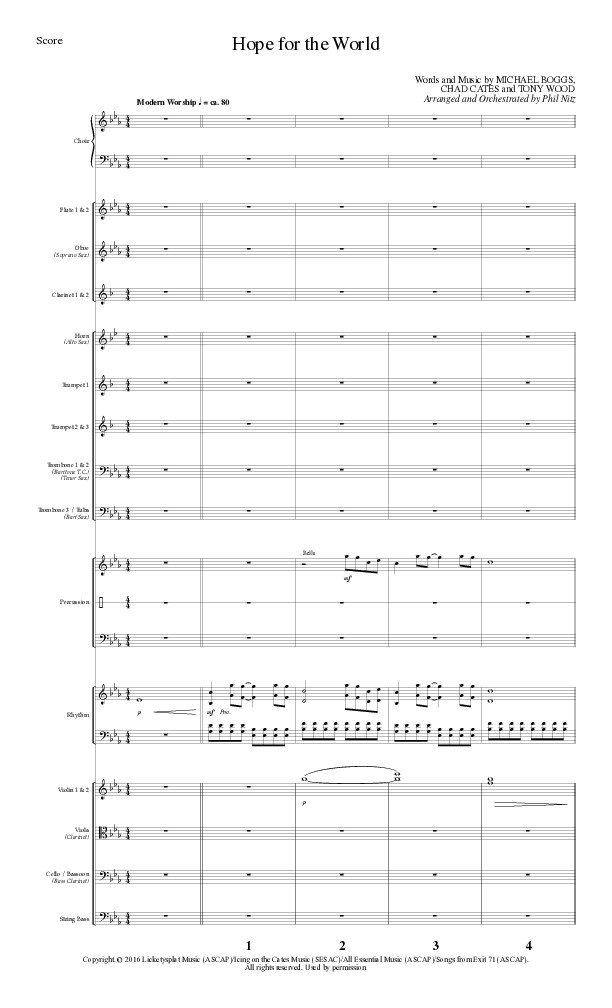 Hope For The World (Choral Anthem SATB) Orchestration (Lillenas Choral / Arr. Phil Nitz)