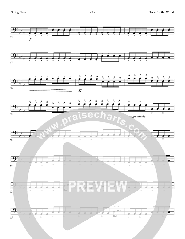 Hope For The World (Choral Anthem SATB) Double Bass (Lillenas Choral / Arr. Phil Nitz)
