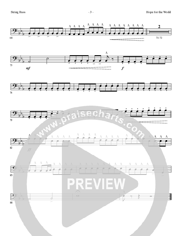Hope For The World (Choral Anthem SATB) Double Bass (Lillenas Choral / Arr. Phil Nitz)