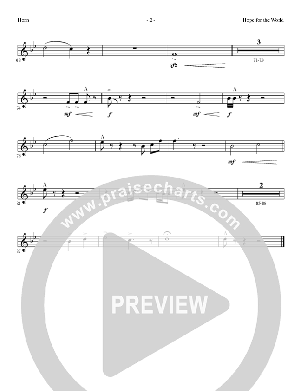 Hope For The World (Choral Anthem SATB) French Horn (Lillenas Choral / Arr. Phil Nitz)