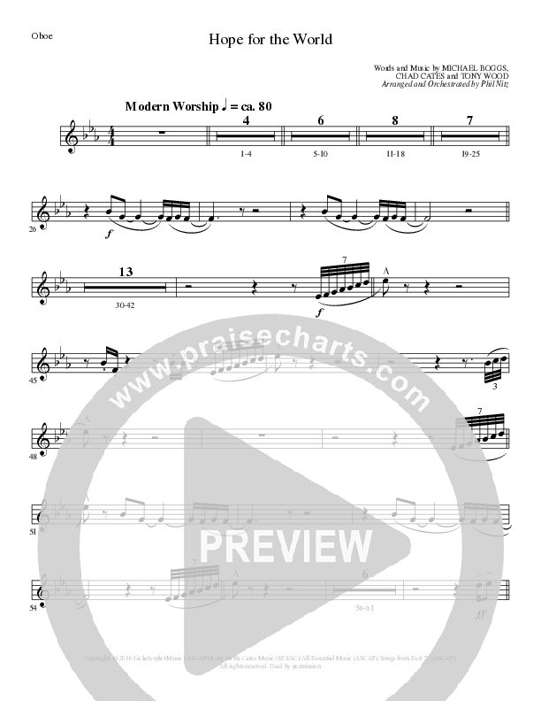 Hope For The World (Choral Anthem SATB) Oboe (Lillenas Choral / Arr. Phil Nitz)