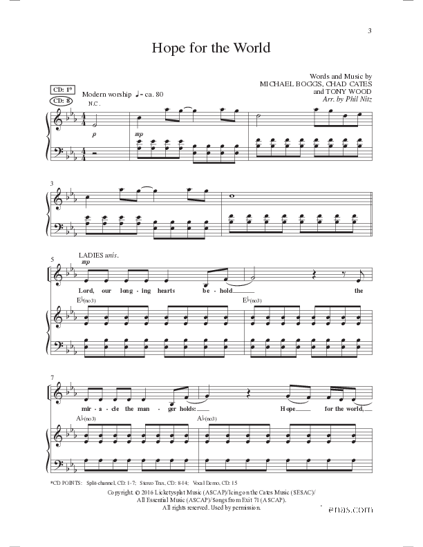 Hope For The World (Choral Anthem SATB) Anthem (SATB/Piano) (Lillenas Choral / Arr. Phil Nitz)