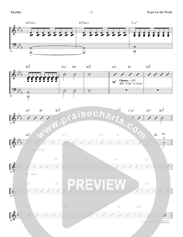 Hope For The World (Choral Anthem SATB) Rhythm Chart (Lillenas Choral / Arr. Phil Nitz)