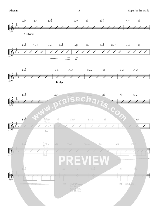 Hope For The World (Choral Anthem SATB) Rhythm Chart (Lillenas Choral / Arr. Phil Nitz)
