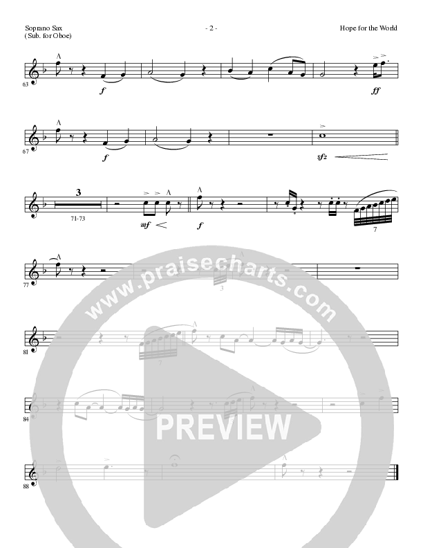 Hope For The World (Choral Anthem SATB) Soprano Sax (Lillenas Choral / Arr. Phil Nitz)