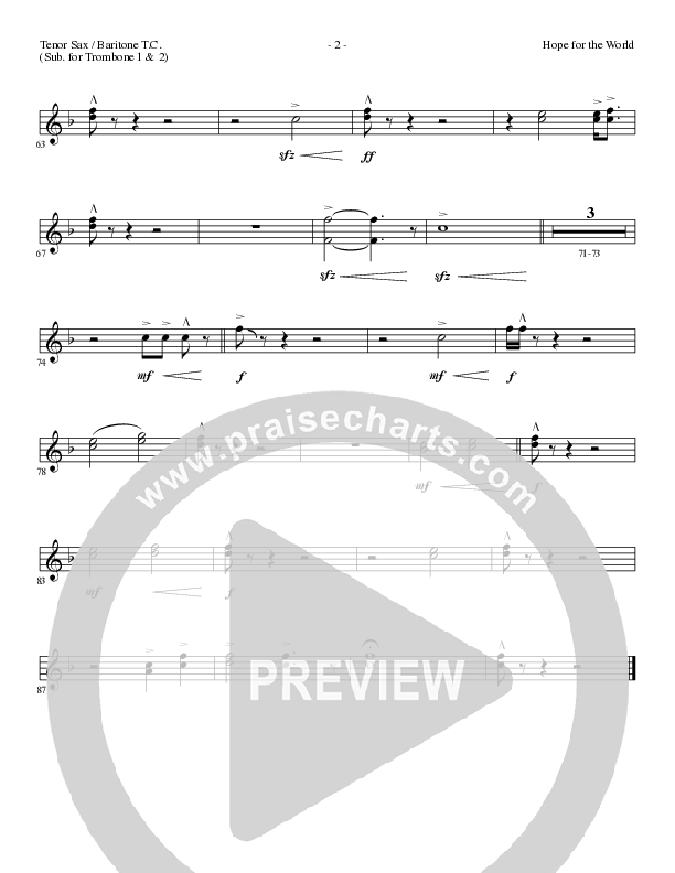 Hope For The World (Choral Anthem SATB) Tenor Sax/Baritone T.C. (Lillenas Choral / Arr. Phil Nitz)