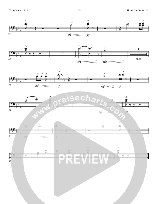 Hope For The World (Choral Anthem SATB) Trombone 1/2 (Lillenas Choral / Arr. Phil Nitz)