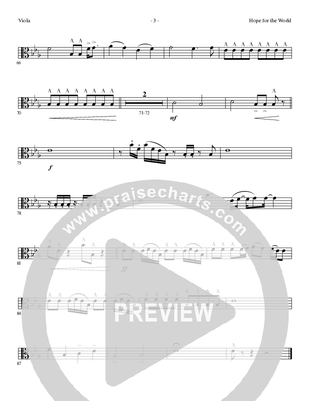 Hope For The World (Choral Anthem SATB) Viola (Lillenas Choral / Arr. Phil Nitz)