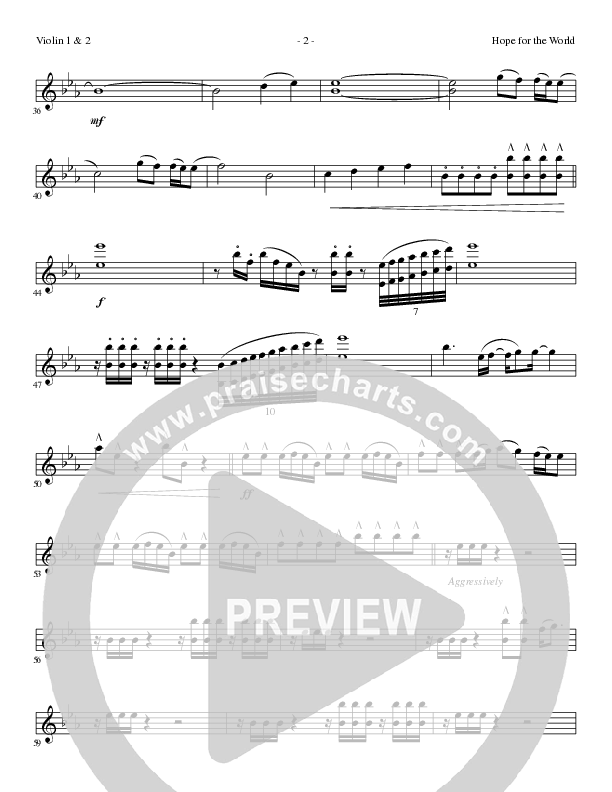 Hope For The World (Choral Anthem SATB) Violin 1/2 (Lillenas Choral / Arr. Phil Nitz)