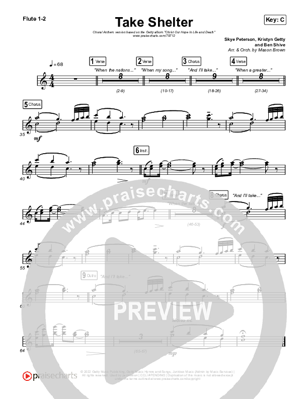 Take Shelter (Choral Anthem SATB) Flute 1,2 (Keith & Kristyn Getty / Skye Peterson / Arr. Mason Brown)