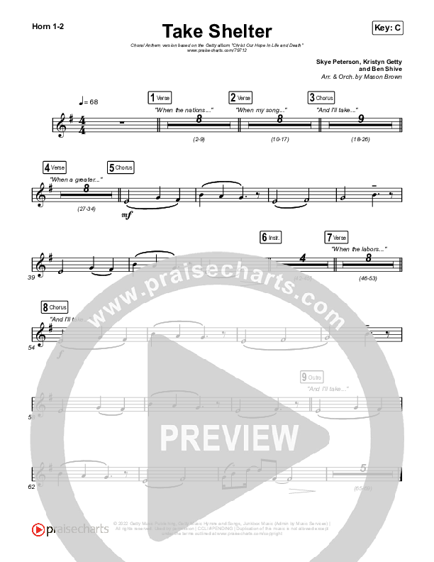 Take Shelter (Choral Anthem SATB) French Horn 1,2 (Keith & Kristyn Getty / Skye Peterson / Arr. Mason Brown)