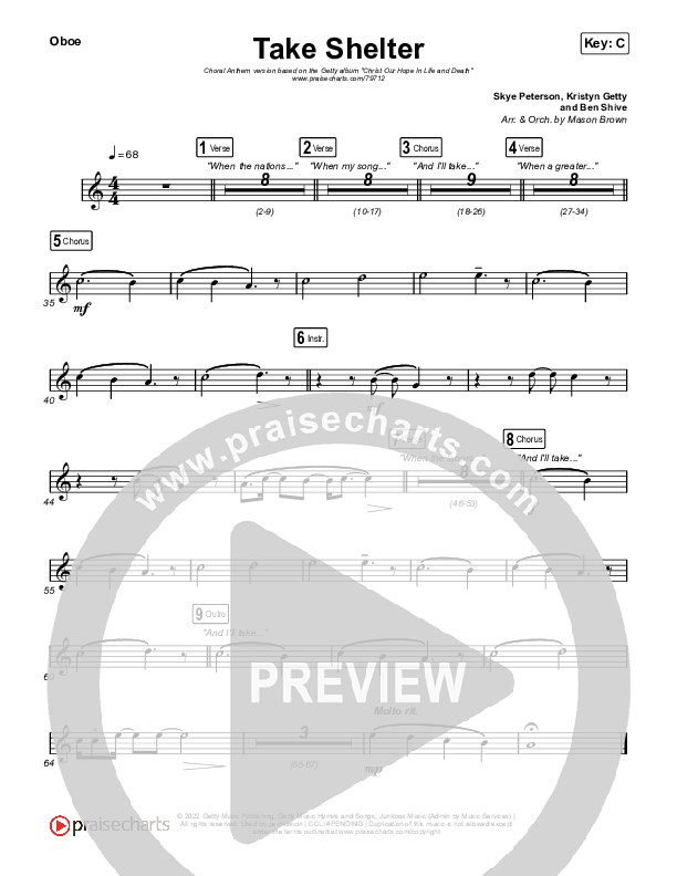 Take Shelter (Choral Anthem SATB) Oboe (Keith & Kristyn Getty / Skye Peterson / Arr. Mason Brown)