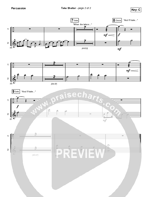 Take Shelter (Choral Anthem SATB) Percussion (Keith & Kristyn Getty / Skye Peterson / Arr. Mason Brown)
