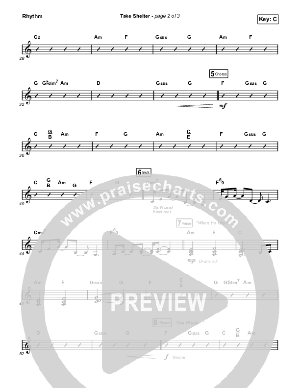 Take Shelter (Choral Anthem SATB) Rhythm Chart (Keith & Kristyn Getty / Skye Peterson / Arr. Mason Brown)
