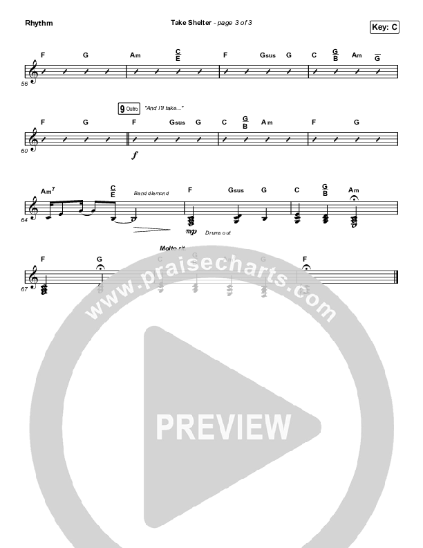 Take Shelter (Choral Anthem SATB) Rhythm Chart (Keith & Kristyn Getty / Skye Peterson / Arr. Mason Brown)