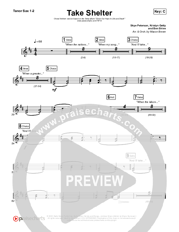 Take Shelter (Choral Anthem SATB) Sax Pack (Keith & Kristyn Getty / Skye Peterson / Arr. Mason Brown)