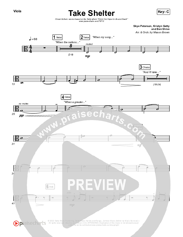 Take Shelter (Choral Anthem SATB) Viola (Keith & Kristyn Getty / Skye Peterson / Arr. Mason Brown)