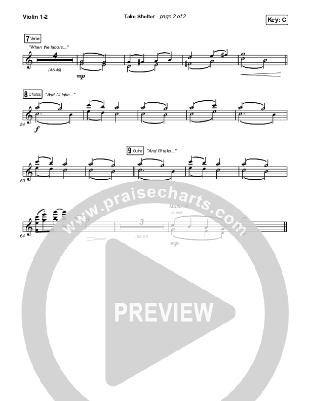 Take Shelter (Choral Anthem SATB) Violin 1,2 (Keith & Kristyn Getty / Skye Peterson / Arr. Mason Brown)