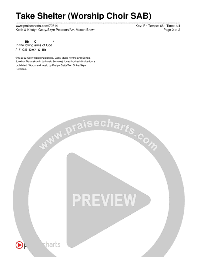 Take Shelter (Worship Choir SAB) Chords & Lyrics (Keith & Kristyn Getty / Skye Peterson / Arr. Mason Brown)