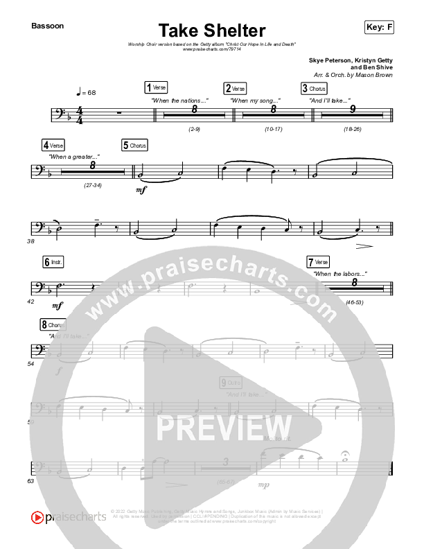 Take Shelter (Worship Choir SAB) Bassoon (Keith & Kristyn Getty / Skye Peterson / Arr. Mason Brown)