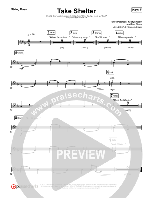 Take Shelter (Worship Choir SAB) Double Bass (Keith & Kristyn Getty / Skye Peterson / Arr. Mason Brown)