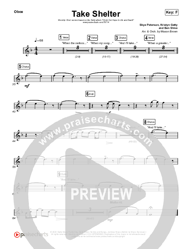 Take Shelter (Worship Choir SAB) Oboe (Keith & Kristyn Getty / Skye Peterson / Arr. Mason Brown)