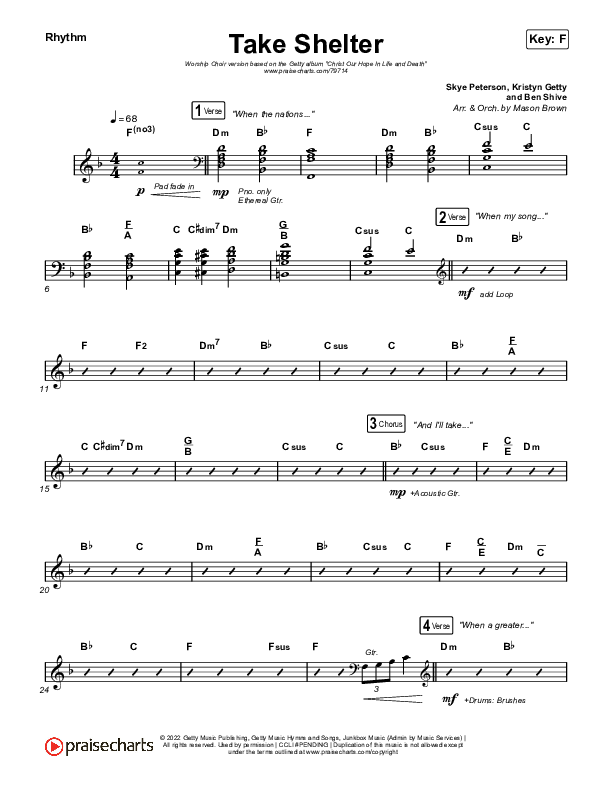 Take Shelter (Worship Choir SAB) Rhythm Chart (Keith & Kristyn Getty / Skye Peterson / Arr. Mason Brown)