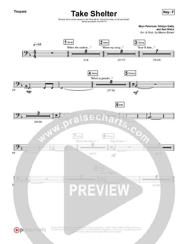 Take Shelter (Worship Choir SAB) Timpani (Keith & Kristyn Getty / Skye Peterson / Arr. Mason Brown)