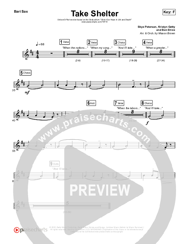 Take Shelter (Unison/2-Part Choir) Sax Pack (Keith & Kristyn Getty / Skye Peterson / Arr. Mason Brown)