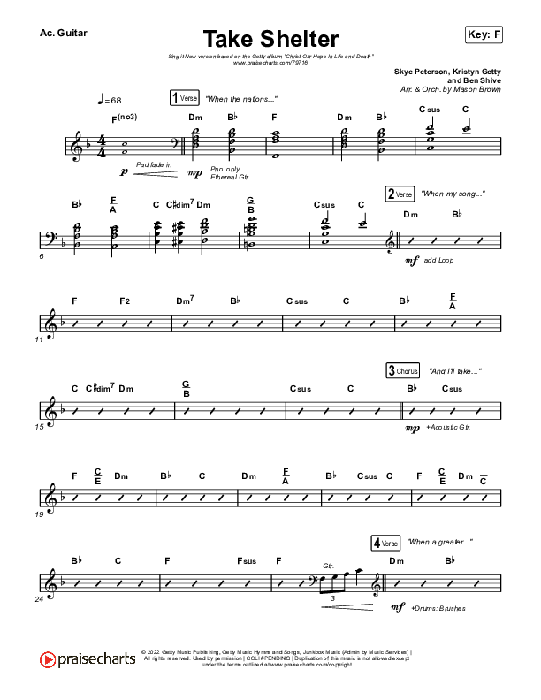 Take Shelter (Sing It Now SATB) Acoustic Guitar (Keith & Kristyn Getty / Skye Peterson / Arr. Mason Brown)