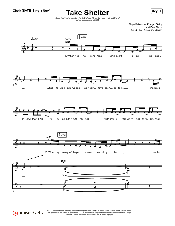 Take Shelter (Sing It Now SATB) Choir Sheet (SATB) (Keith & Kristyn Getty / Skye Peterson / Arr. Mason Brown)
