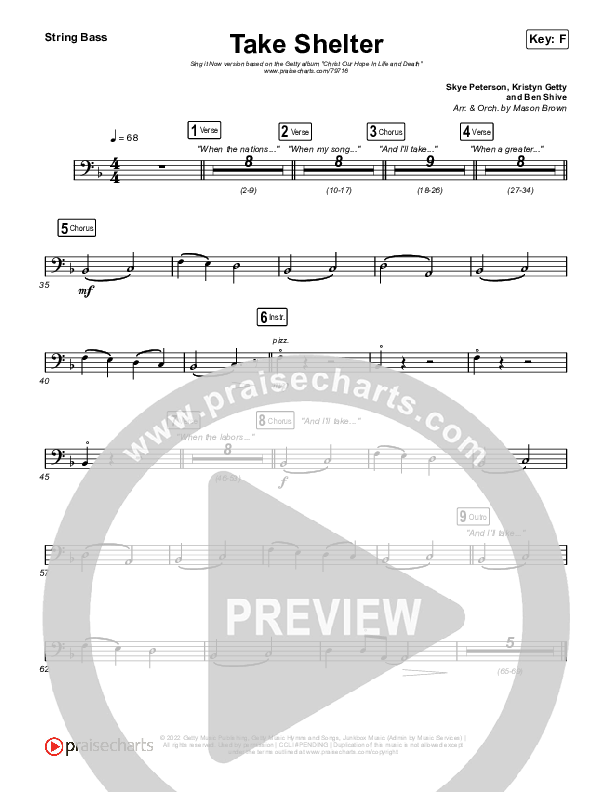 Take Shelter (Sing It Now SATB) Double Bass (Keith & Kristyn Getty / Skye Peterson / Arr. Mason Brown)