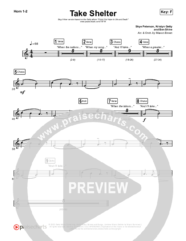Take Shelter (Sing It Now SATB) French Horn 1/2 (Keith & Kristyn Getty / Skye Peterson / Arr. Mason Brown)