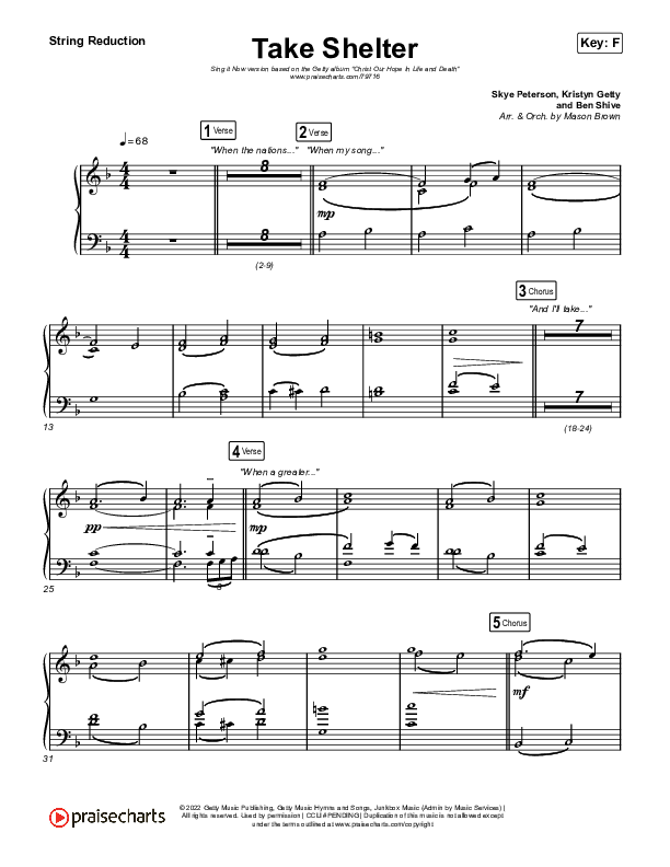 Take Shelter (Sing It Now SATB) String Reduction (Keith & Kristyn Getty / Skye Peterson / Arr. Mason Brown)