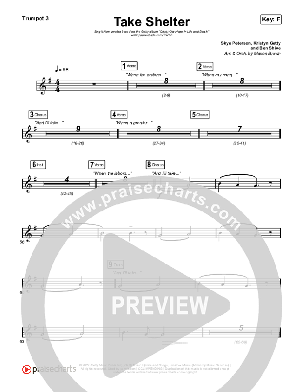 Take Shelter (Sing It Now SATB) Trumpet 3 (Keith & Kristyn Getty / Skye Peterson / Arr. Mason Brown)