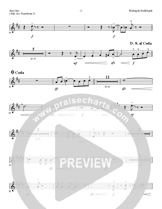 Midnight Hallelujah (Choral Anthem SATB) Bari Sax (Lillenas Choral / Arr. Phil Nitz)