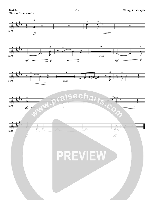 Midnight Hallelujah (Choral Anthem SATB) Bari Sax (Lillenas Choral / Arr. Phil Nitz)