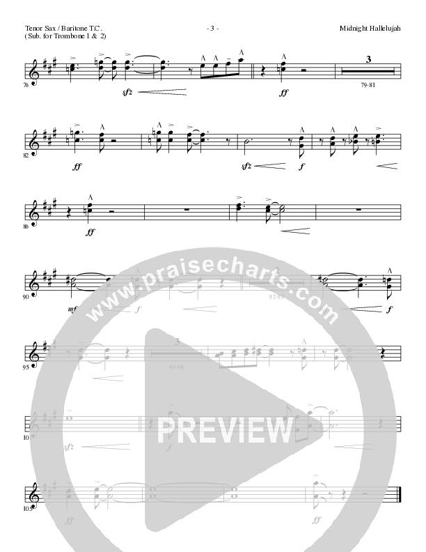 Midnight Hallelujah (Choral Anthem SATB) Baritone TC (Lillenas Choral / Arr. Phil Nitz)