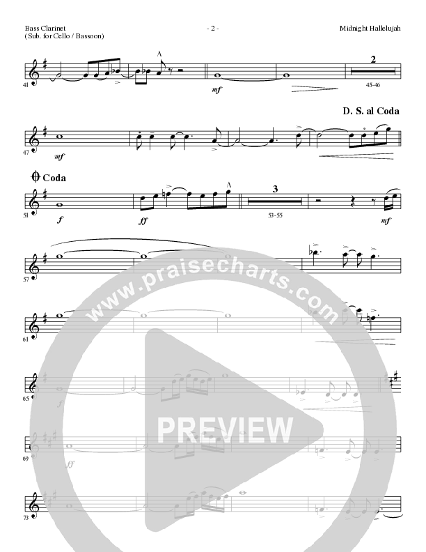 Midnight Hallelujah (Choral Anthem SATB) Bass Clarinet (Lillenas Choral / Arr. Phil Nitz)