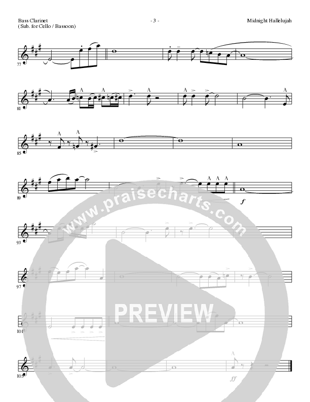 Midnight Hallelujah (Choral Anthem SATB) Bass Clarinet (Lillenas Choral / Arr. Phil Nitz)