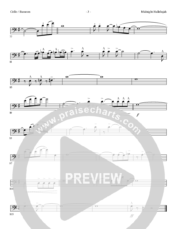 Midnight Hallelujah (Choral Anthem SATB) Cello (Lillenas Choral / Arr. Phil Nitz)