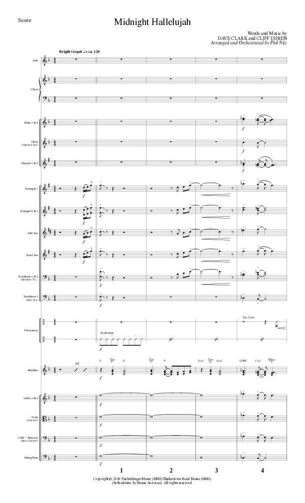 Midnight Hallelujah (Choral Anthem SATB) Orchestration (Lillenas Choral / Arr. Phil Nitz)