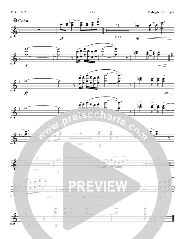 Midnight Hallelujah (Choral Anthem SATB) Flute 1/2 (Lillenas Choral / Arr. Phil Nitz)
