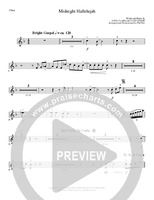 Midnight Hallelujah (Choral Anthem SATB) Oboe (Lillenas Choral / Arr. Phil Nitz)