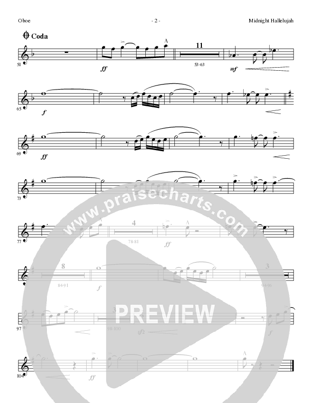 Midnight Hallelujah (Choral Anthem SATB) Oboe (Lillenas Choral / Arr. Phil Nitz)