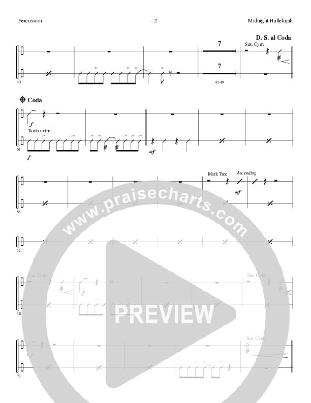 Midnight Hallelujah (Choral Anthem SATB) Percussion (Lillenas Choral / Arr. Phil Nitz)