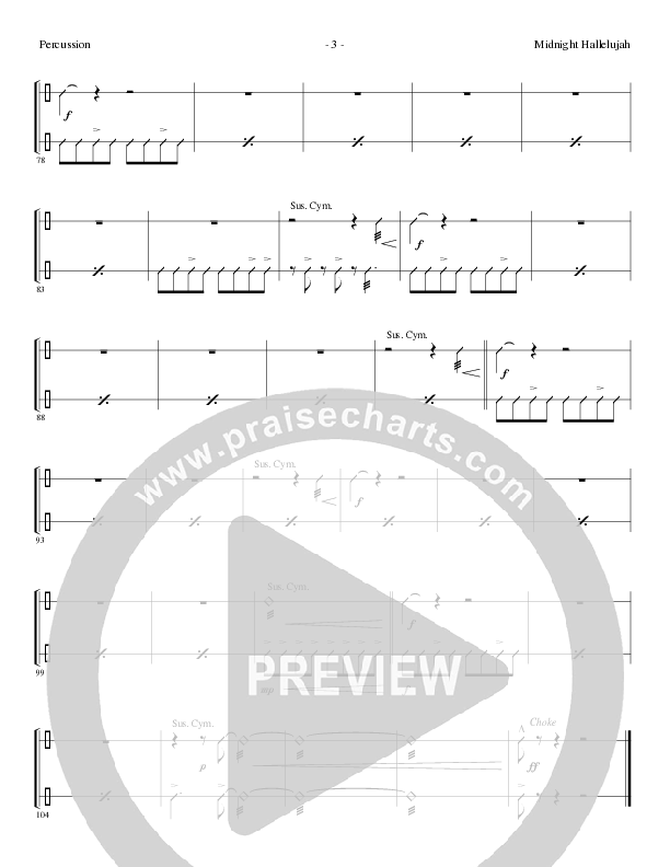 Midnight Hallelujah (Choral Anthem SATB) Percussion (Lillenas Choral / Arr. Phil Nitz)